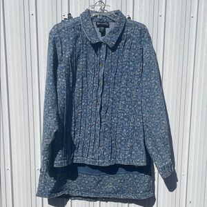 Denim&Co Blue Patterned Long Sleeve Shirt and Skirt
